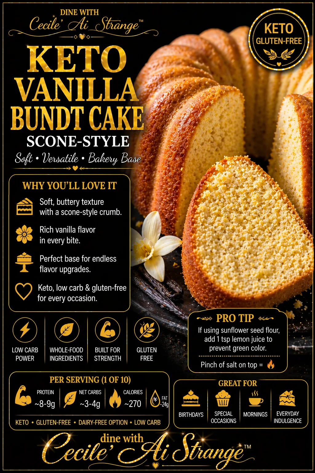 Vanilla Bundt Cake Desire Card, a classic keto vanilla bundt cake with soft buttery crumb and clean whole-food ingredients, gluten free